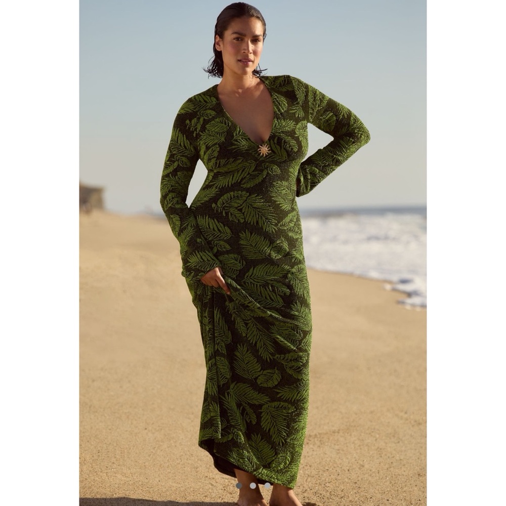 Show Me Your MuMu Green Leaf Print Maxi Dress